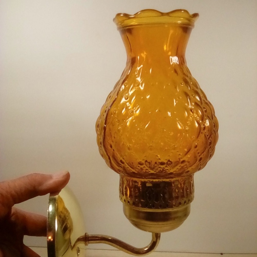Antique wall mount Amber globe light